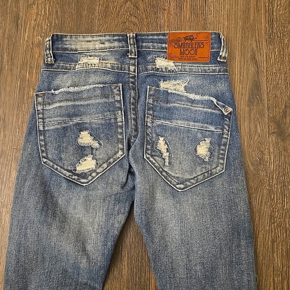 Smugglers Moon Distressed Blue Jeans Mens 28x31 Rare Sippin When Moon Shine - Picture 6 of 7